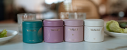 Four wenatal products on a kitchen counter left from right: WeNatal for Him, WeNatal for Her, Egg Quality +, WeNatal Omega DHA+